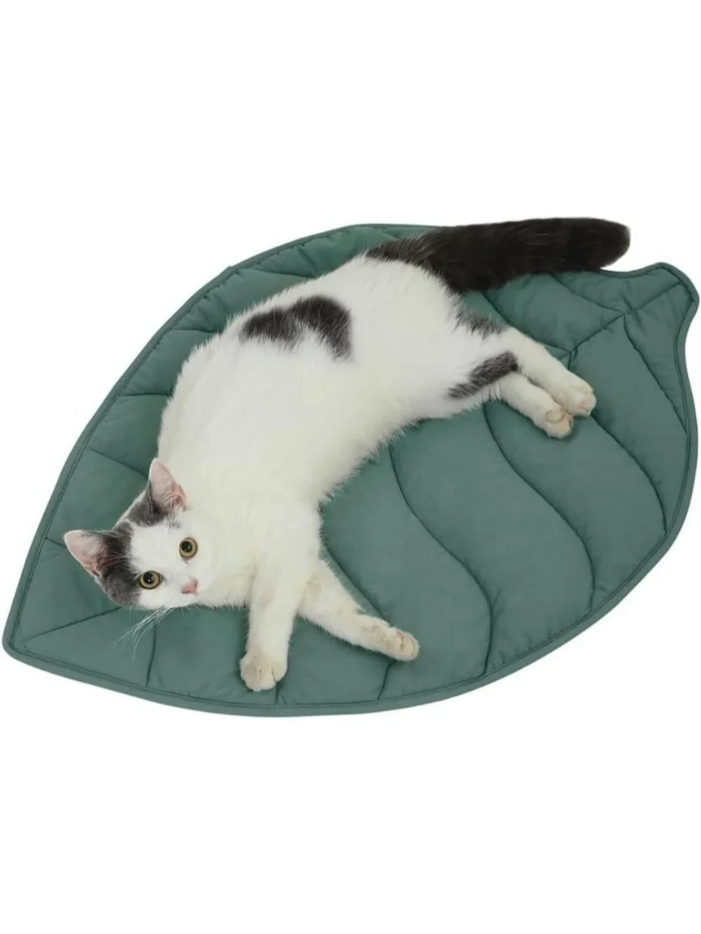 New 30 x 20 Inch Leaf-Shaped Cotton Cat Bed Pad Warming Mat for Indoor- Green